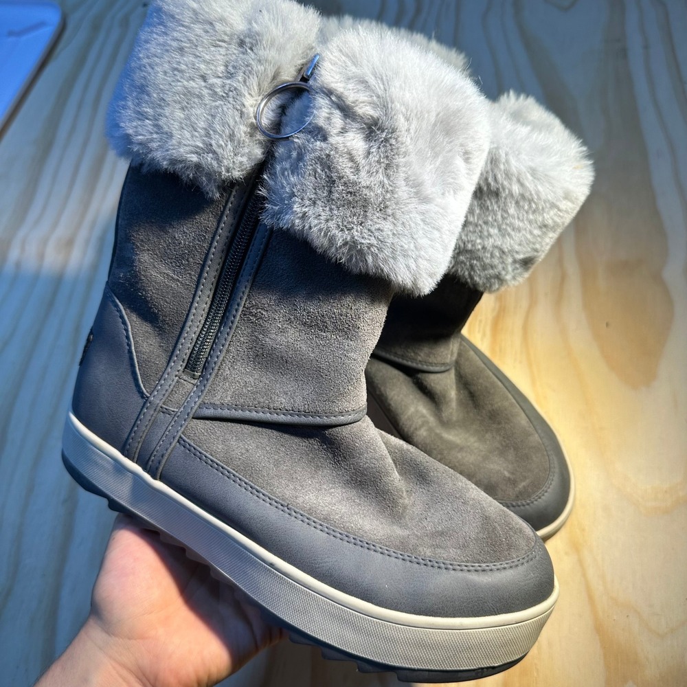 Koolaburra by UGG Women's Tynlee Grey Faux Fur Suede Winter Boots Size 8